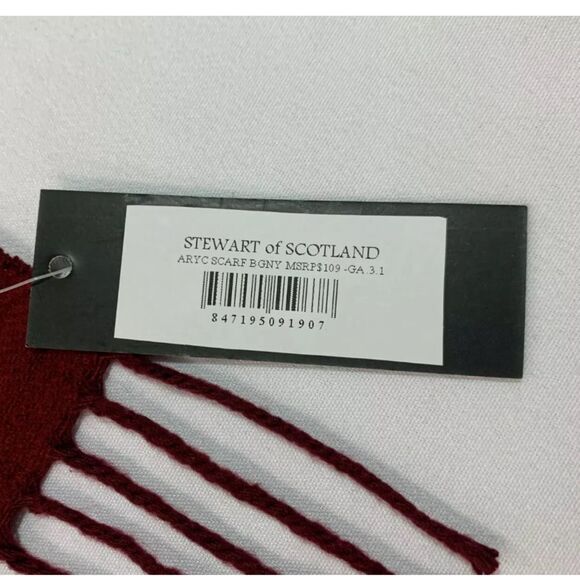 STEWART OF SCOTLAND NWT  Fringe Trim Scarf Size OS - Picture 3 of 6
